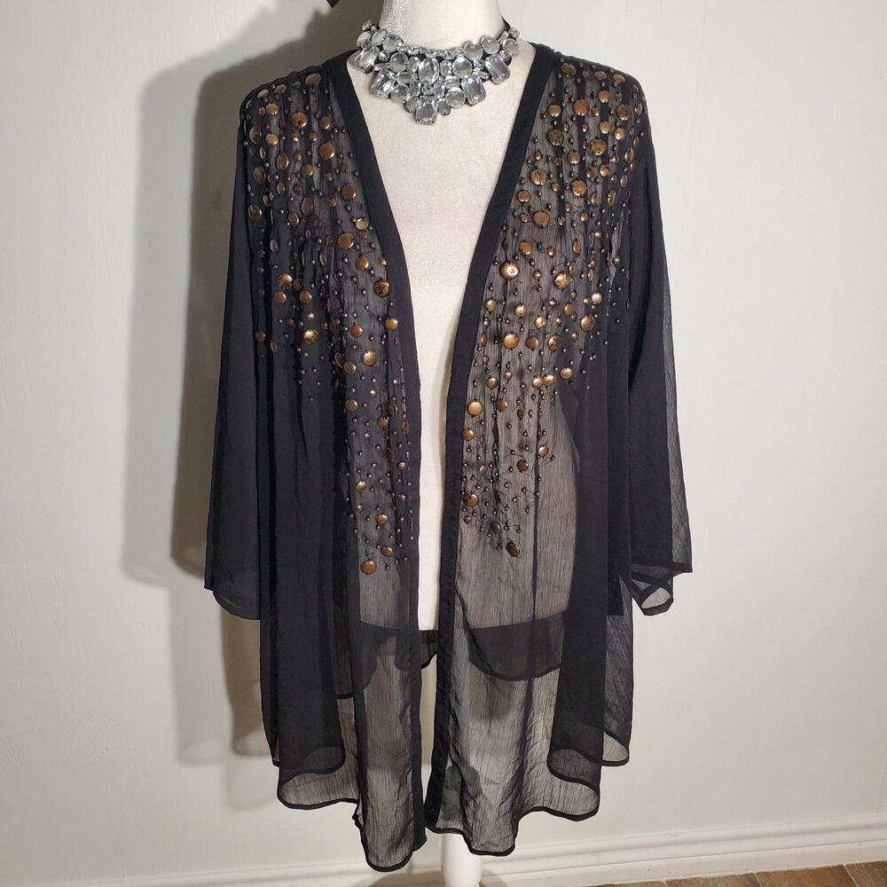 NEW!! ROAMAN'S FORMAL COVER-UP BLACK 3/4 SLEEVE POLYESTER SIZE 26W(3X)